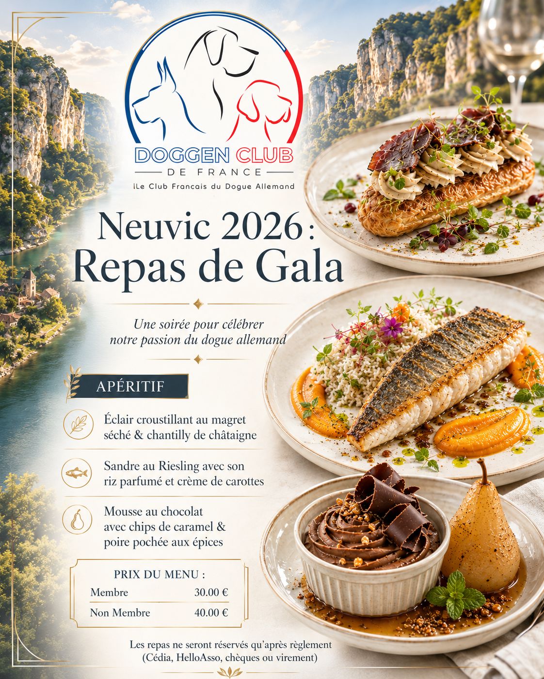 Menu du repas de gala — Neuvic 2026