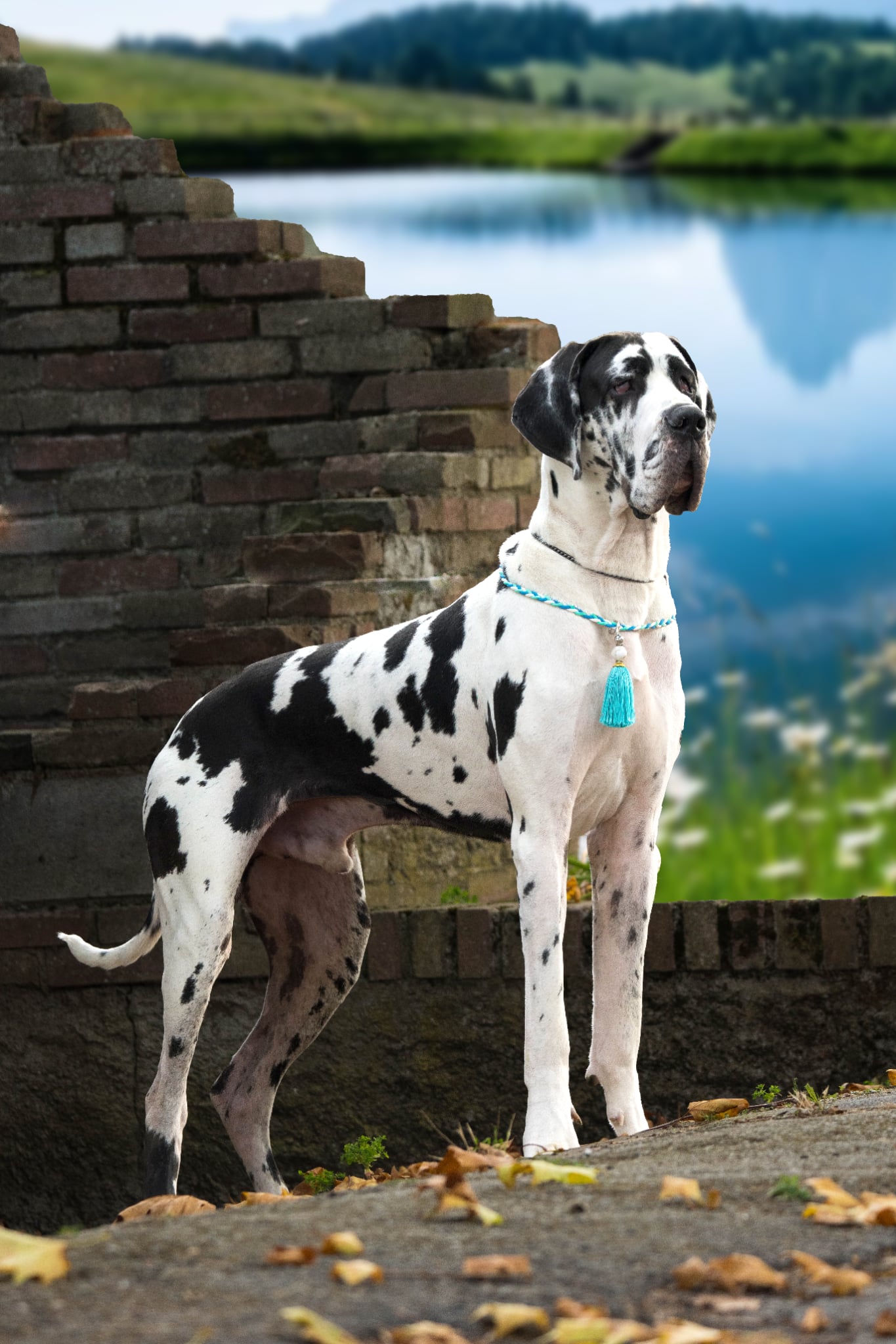 VIDI VICI DES BLACK DOGS OF GO SPIRIT, Dogue Allemand mâle Blanc bigarré de noir